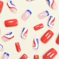 thumbnail image 3 of Ongles Pressés pour la Fête de l'Indépendance Carrés 4 Juillet Faux Ongles Courts Bleus Rouges Patriotiques Designs Ongles Courts Pressés 24 Pcs (style16), 3 of 5