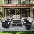 thumbnail image 2 of POCASSY 8PCS Outdoor Furniture Set with Propane Fire Pit, High Back Outdoor Conversation Set with Glider Loveseat, Patio Swivel Glider, Rocking Chair, 2 of 20