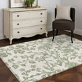 thumbnail image 4 of Farmhouse Sage Green Large Area Rugs for Bedroom Living Room, Soft Non Slip Carpet Bedside Rug, Vintage Flower Leaf Botanical Rectangular Floor Cover Kitchen Accent Rug 4'x6' for Dining Room/Office, 4 of 9