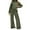 07# Army Green, variant on Womens Two Piece Lounge Sets Mock Turtleneck Tops Wide Leg Drawstring Pants Sweatsuit with Pockets Army Green L