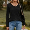 thumbnail image 6 of Baqcunre Plus Size Tops For Women Women'S Long Sleeve T Shirt Fashion V Neck Tops Solid Color Casual Blouses Fall Outfits For Women Womens Fashion Black L, 6 of 6