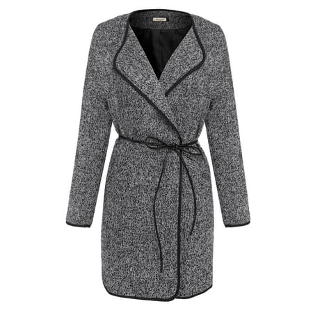 2018 The Newest Women Long Sleeve Lapel Wrap Coat Wool Blend Coat With Belt STDTE