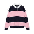 thumbnail image 4 of RUTAYY Women's Sweatshirt Color Block Turndown Collar Versatile Pullover Long Sleeve Casual Streetwear Crewneck Sweatshirt Pink, 4 of 4
