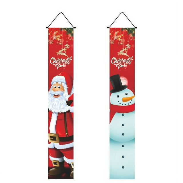 Couplet de Noël Fête de Vacances Drapeaux de Porche Pendentif Décoratif Bannière Rideau Couplet de Noël