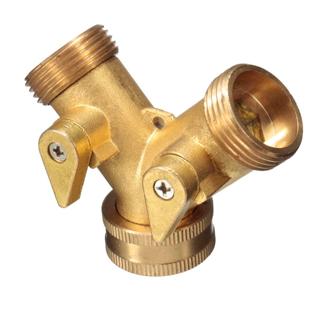 3/4" Solid Brass Double Two Way Garden Tap Connector Adaptor Hosepipe Splitter 