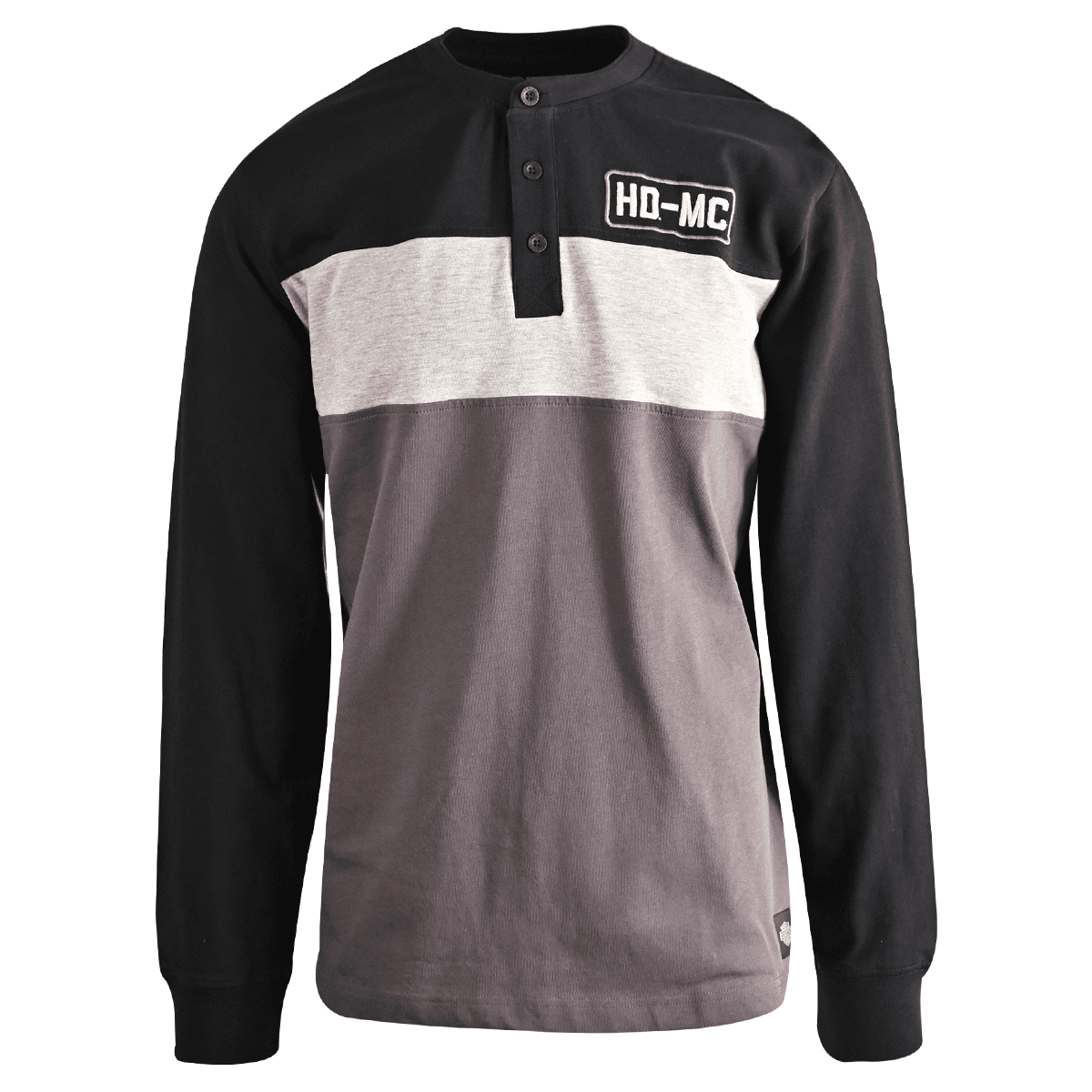 Harley-Davidson T-Shirt Henley pour Hommes Noir Beauté Colorblock