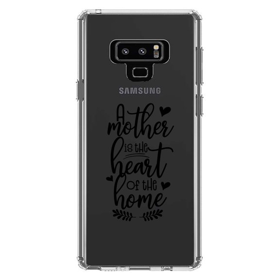 DistinctInk Clear Shockproof Hybrid Case for Samsung Galaxy Note 9 - TPU Bumper Acrylic Back Tempered Glass Screen Protector - A Mother is the Heart of the Home
