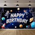 thumbnail image 5 of Space Theme Happy Birthday Banner Astronaut Design Galaxy Balloon Backdrop for Kids Birthday Party Decoration, 5 of 7