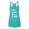 thumbnail image 2 of Eat Sleep Pray Repeat for Christians Faith | Womens Inspirational/Christian Premium Tri-Blend Racerback Tank Top, Tahiti Blue, Small, 2 of 3