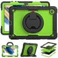 thumbnail image 4 of Samsung Galaxy Tab A8 Case 10.5 Inch 2022 SM-X200/X205/X207 with Built-in Screen Protector, Dteck Heavy Duty 3 in 1 Shockproof Bumper Full Body Drop Protection with 360° Ring Holder,Black+Green, 4 of 8