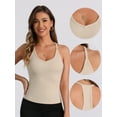 thumbnail image 3 of Unique Bargains Women's Ribbed Slim-Fit Camisoles Deep V Neck Comi Tank Tops L Beige, 3 of 6