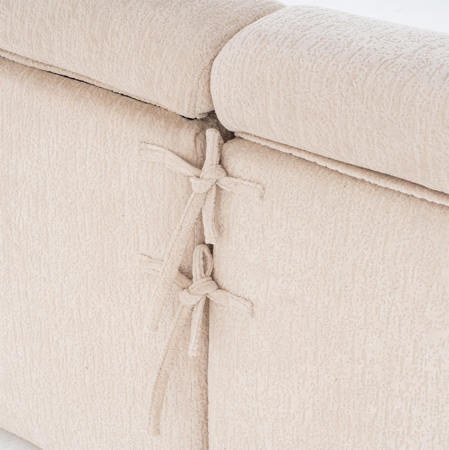 Demi Bonn 103" 4-Seater Compression Sofa Couch with Wood Grain Chenille Fabric, Full Sponge Cushion and 2 Cozy Pillows for Living Room, Beige