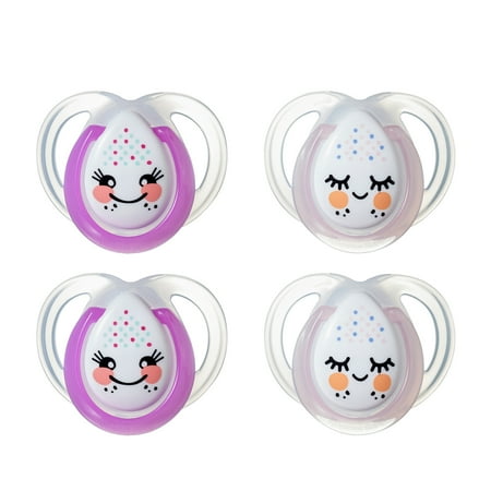 Tommee Tippee Closer to Nature Night Time Baby Pacifier - 0-6 month, Girl, 4 pack