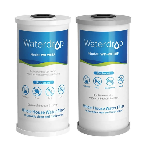 Waterdrop Whole House Water Filter, Carbon Filter, Reduce Iron & Manganese Filter Cartridge, Replacement for GE GXWH40L, FXHTC, Ispring, Culligan® RFC-BBSA,