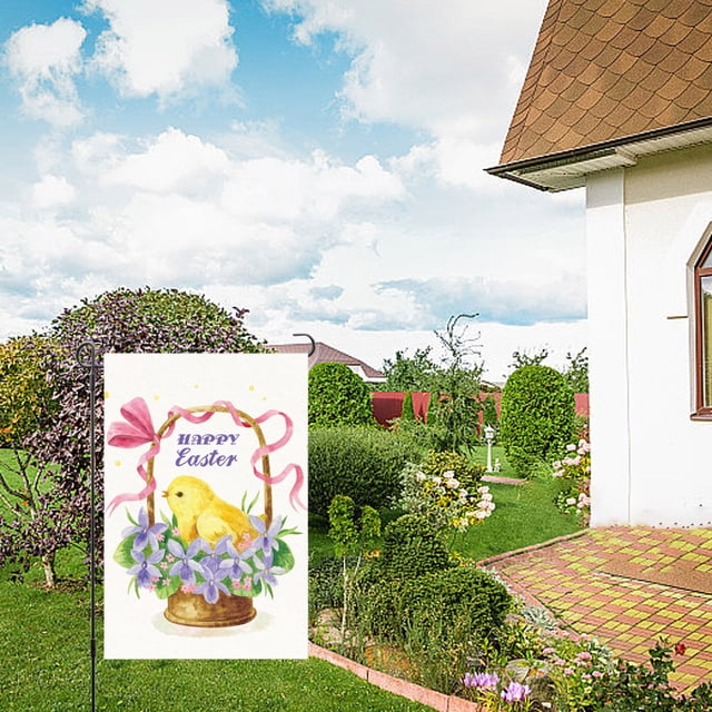 Kbndieu Happy Easter Bunny Flags Easter Garden Sign 12X18 Inch Spring Garden Outdoor Sign Personalized Easter Decorations Double Sided Easter Yard Decoration Gift Easter Decorations