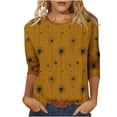 thumbnail image 2 of Aimik Women's Fashion Print Blouse Summer Crew Neck 3/4 Sleeve Relaxed Fit Everyday Top Soft Comfort Blouse, 2 of 6