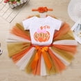 thumbnail image 5 of IBTOM CASTLE Toddler Baby Girls Pumpkin 1st Birthday Outfit Halloween Princess Romper + Tutu Skirt + Headband Clothes Set for Cake Smash Photo Shoot 12-18 Months Pumpkin One, 5 of 8