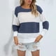 thumbnail image 1 of ICHUANYI Clearance Women Casual Fashion Color Matching Pullover Long Sleeve Round-Neck Sweater(Blue, S) ICHUANYI WER2023081503498, 1 of 5