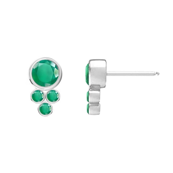4mm Round Shape Green Onyx 925 Sterling Silver Tiny Stud Mother's Day Gift Earrings