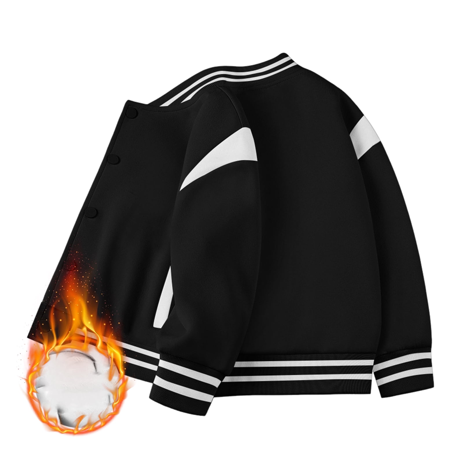 Karoyedx Boys Bomber Jacket With Hood Kids Baseball Jackets Boys Girls Spring Autumn Varsity Jacket Everyday Classic Fashion School Sport Clothing Black Size,3-4 Years