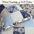 thumbnail image 2 of Cozy Line Home Fashions Azure Blue Floral Garden Patchwork 3 Piece Queen Cotton Quilt Bedding Set, 2 of 6