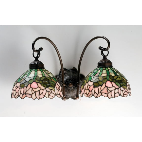 Meyda Tiffany 18712 Cabbage Rose 8" Wide 2 Light Double Sconce - MultiColor