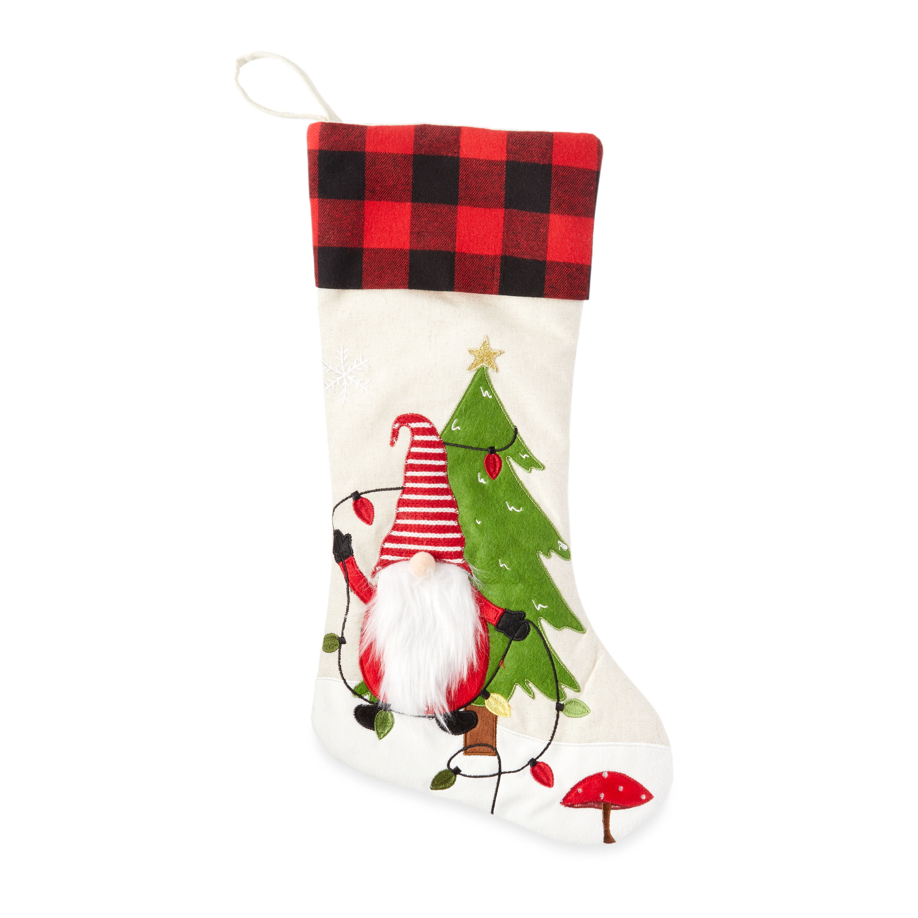Holiday Time Red Gnome Christmas Stocking, 20"