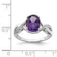 thumbnail image 2 of 925 Sterling Silver Rhodium Amethyst and Diamond Ring Size 7, 2 of 6