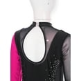 thumbnail image 6 of Yeahdor Kids Girls Dance Gymnastics Leotard Shiny Rhinestone Long Sleeve Unitard Cutout Back Figure Skating Bodysuit Hot Pink 12, 6 of 7