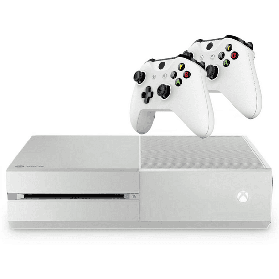 Restored Microsoft Xbox One Game Console 500FB White with Two Retrofam Controllers (Refurbished)