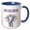 Blue/White, variant on 3drose, Cute Floral Baby Elephant Happy Third Birthday, 11oz Two-tone Black Mug