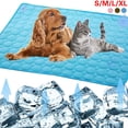 thumbnail image 1 of Xiao Hua Almohadilla de hielo para mascotas, base antideslizante, azul, lavable, adecuada para almohadillas de enfriamiento para gatos y perros en verano, 23,6 x 19,7 pulgadas, 1 pieza, 1 of 5