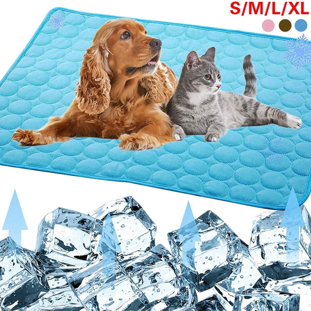 Xiao Hua Almohadilla de hielo para mascotas, base antideslizante, azul, lavable, adecuada para almohadillas de enfriamiento para gatos y perros en verano, 23,6 x 19,7 pulgadas, 1 pieza