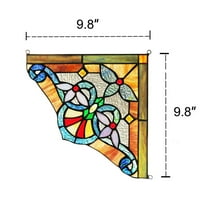 CHLOE Anelisa Victorian Tiffany-glass Window Panel 10" Wide