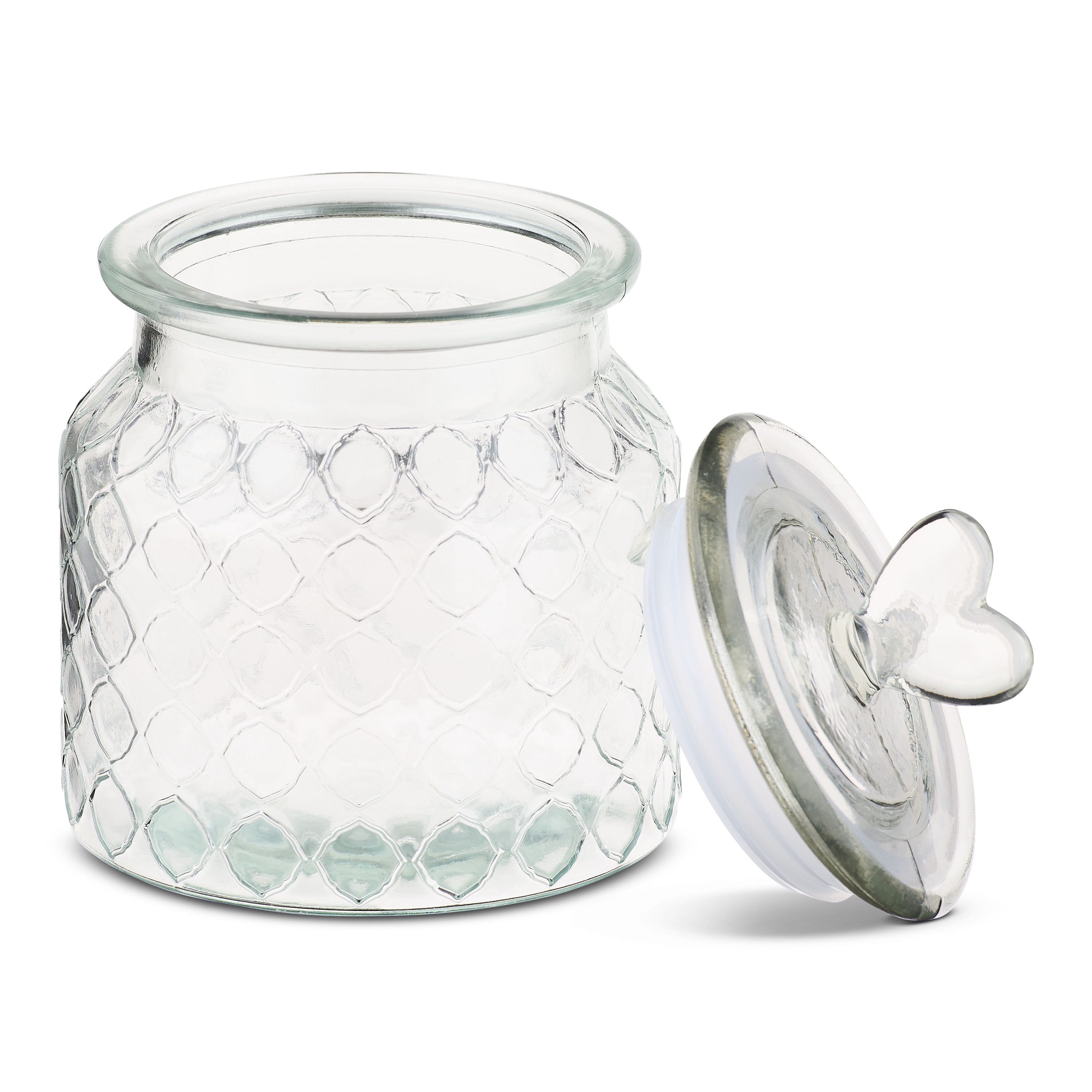 Clear Glass Jar with Lid and Heart-Shaped Knob, 6.25", Valentine's Day by Way To Celebrate