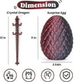 thumbnail image 2 of Articulated Crystal Dragon in Egg - 3D Printed Fidget Desk Toy for Stress Relief, Home Office Decor Gift for Adults & Teens ( Laser Black Red), 2 of 10