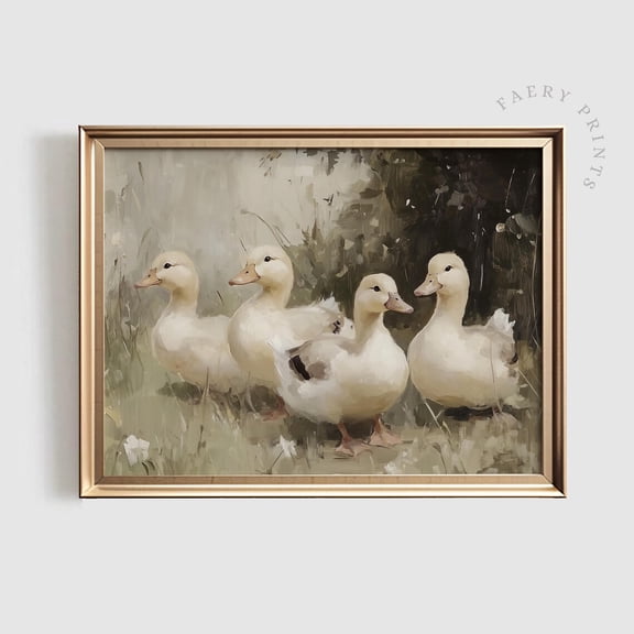 Farmhouse Duck Art Vintage Barnyard Print Rustic Country Animal Decor Cottagecore Animal Painting #1247 Wall Art Modern Wall Decor