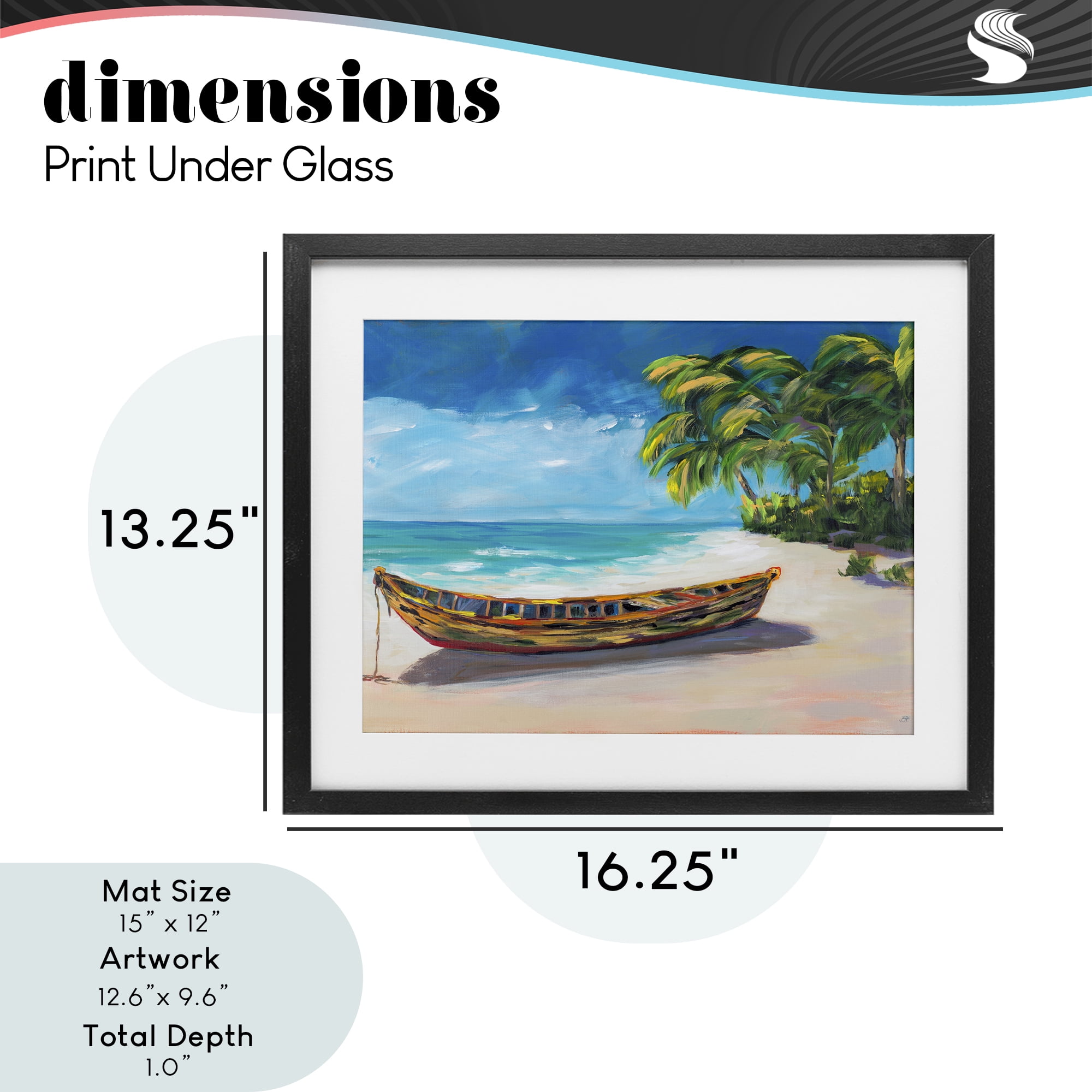 Stupell Industries Boat on Lost Island Black Framed Print Under Glass, design by Julie DeRice