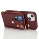 thumbnail image 4 of For iPhone 14 13 Case with Zipper Pouch Ring Kickstand Strap Litchi Texture PU + TPU Phone Cover - R, 4 of 5