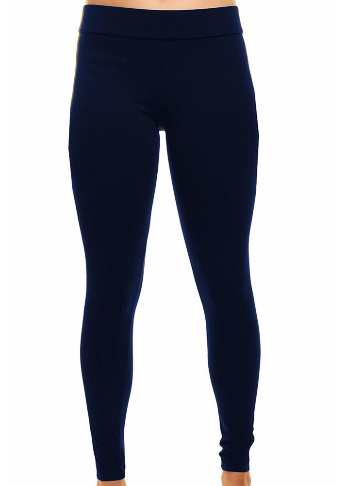 Wide Waistband Legging Pants, Navy Blue 