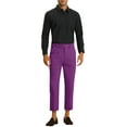 thumbnail image 2 of INSPIRE CHIC Men's Pleated Front Slim Fit Solid Business Cropped Dress Pants 30 Purple, 2 of 5