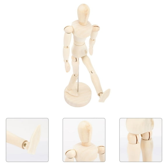 HAMPPLIES 1Set Artist Model Wooden Mannequin Beige Color Moveable Joints for Sketching Aid and Use