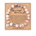 thumbnail image 4 of Con tarjeta Pulsera de cuentas de piedra de cebra en polvo de 8 mm, regalo navideño, pulsera de cuentas de amistad y amor para hombres y mujeres, 4 of 6