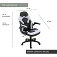 thumbnail image 3 of Hanover Commando White & Black Ergonomic Racer Gaming Chair | Height Adjustable Gas Lift | Tilt Recline | High Quality Padding | HGC0117, 3 of 7