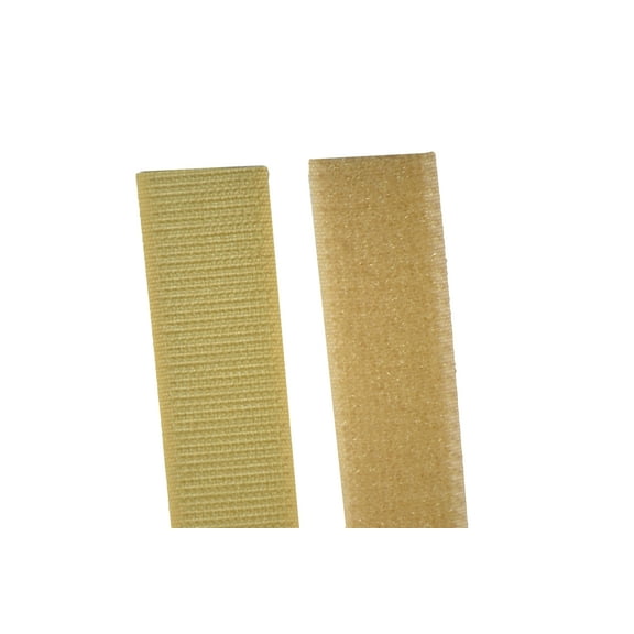 FR Sew On Hook and Loop For Fabric 1 Inch Wide, 5 Yards, Beige Color