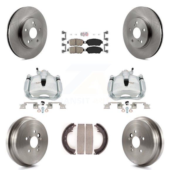 Transit Auto Front Rear Disc Brake Caliper Rotors Drums Ceramic Pads Kit (8Pc) for Car Toyota Camry Vehicles Manufactured In Japan KC8-101471N