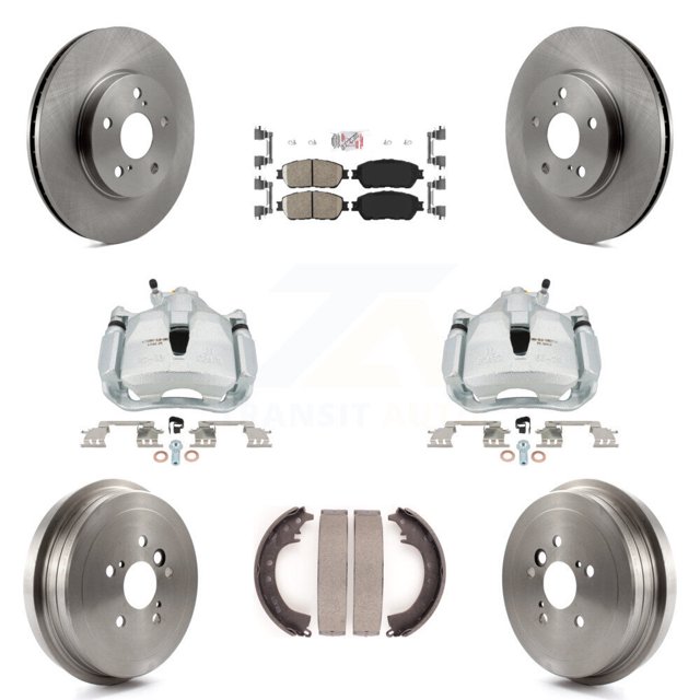 Transit Auto Front Rear Disc Brake Caliper Rotors Drums Ceramic Pads Kit (8Pc) for Car Toyota Camry Vehicles Manufactured In Japan KC8-101471N