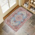 thumbnail image 4 of Retro Door Mat, 17 X 30 Inch Boho Pink Vintage Carpet Welcome Doormat Decorative Home Floor Mat, Non Slip Rubber Back and Strong Water Absorption for Outdoor Indoor Entrance Decor, 4 of 6