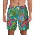 thumbnail image 2 of Goofa Turtles Printed Men's Swim Trunks Board Shorts Quick Dry Mens Swimming Trunks with Compression Liner,Breathable Fit Hawaii Beach Shorts-Large, 2 of 9