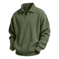 thumbnail image 3 of Quarter Zip Sweatshirt Boys Girls Waffle Casual Loose Fashion Fall Winter Tops Lapel Long Sleeve Pullover (13Years, Army Green), 3 of 9
